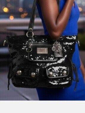 Coach Poppy Black Sequin Tote Bag